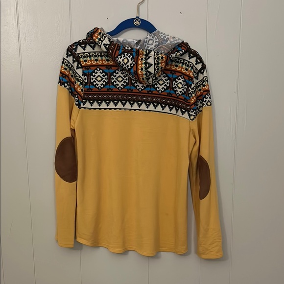 Tribal Print Yellow Hoodie - Picture 2 of 2